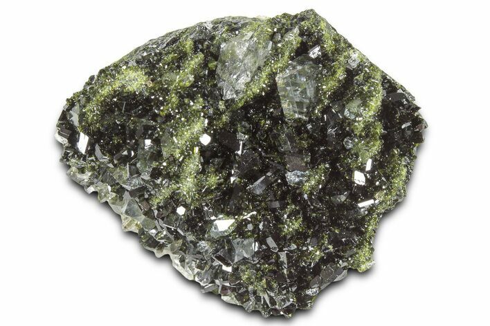 Sparkling Dark Green Epidote Crystals with Quartz - Turkey #325061